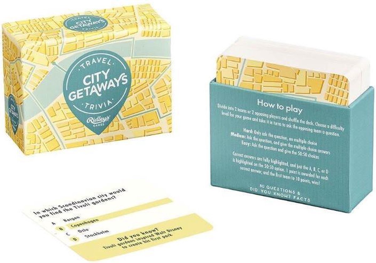 Ridleys Games Triviaspel City Getaways Karton Geel/blauw 80-delig